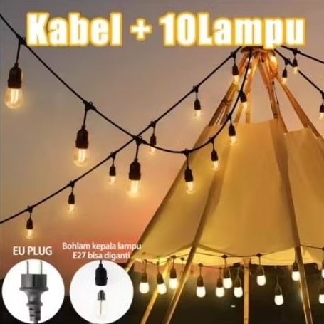 Lampu hias gantung Cafe/kafe Outdoor anti air 10M Meter