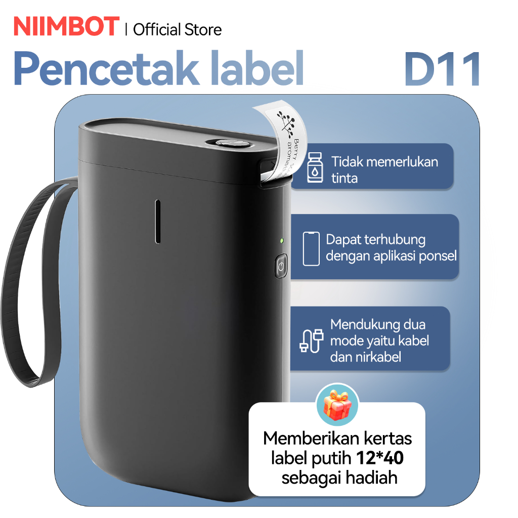 

NIIMBOT D11 Printer Label Pintar Portabel - Bluetooth Thermal Label Maker untuk Harga