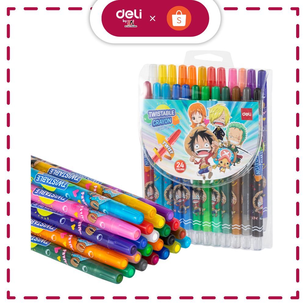

Deli Twistable Crayon / Krayon Putar EC217-24 Karakter ONE PIECE