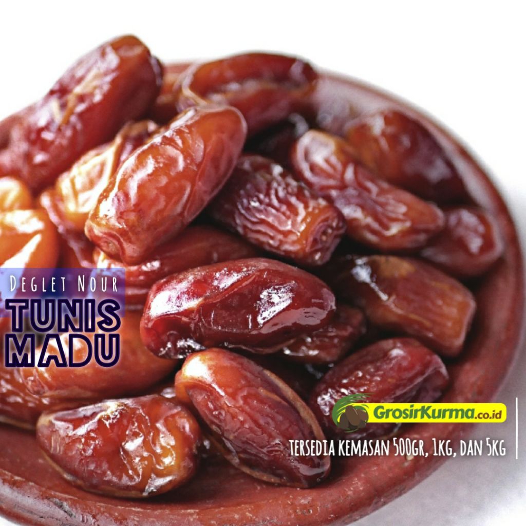 

Kurma Tunis Madu 1kg | Deglet Nour Basah Lembut Tunisia Tidak Bertangkai | degletnur | kurmatunis | grosirkurma.co.id