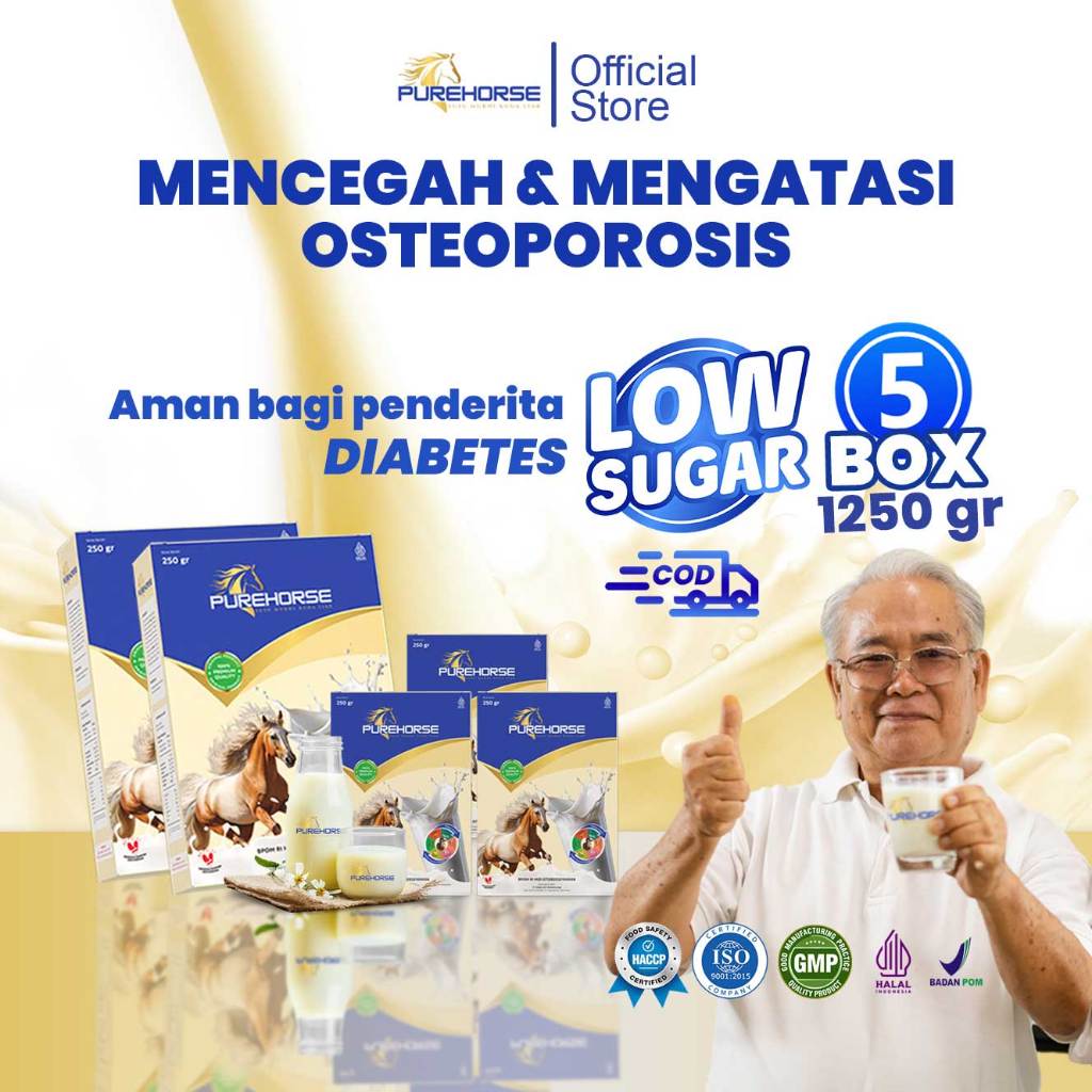 

Purehorse Susu Kuda Liar Sumbawa Asli 100% Ampuh Mengatasi Osteoporosis Paket 5 Box Lebih Hemat