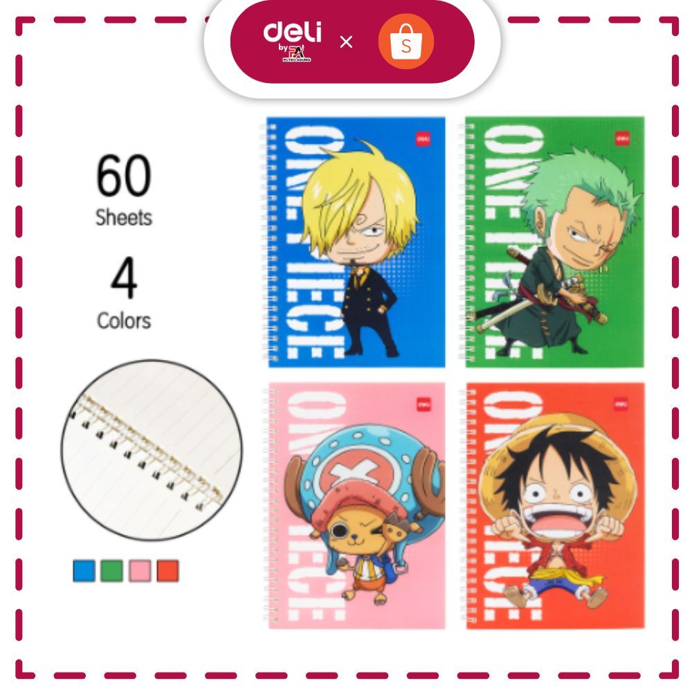 

Deli One Piece Spiral Notebook / Buku Tulis Buku Catatan Spiral A5 B5 60 Lembar 70 GSM EN004 EN003