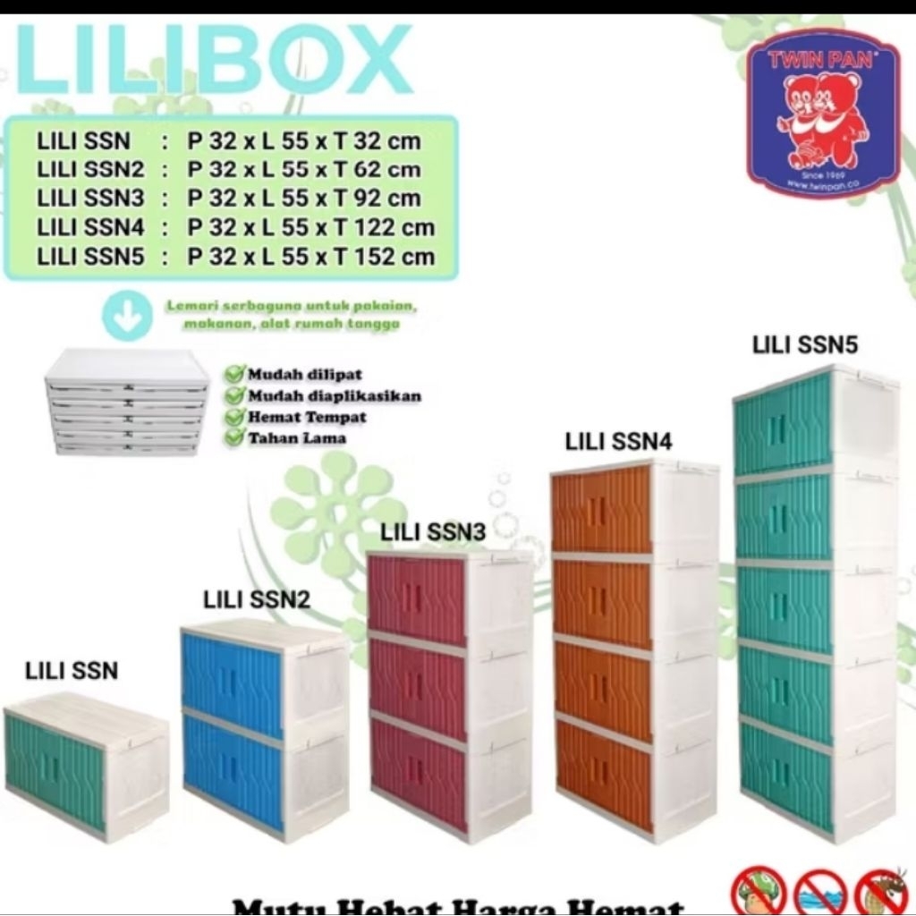 lemari lipat twinpan susun 2