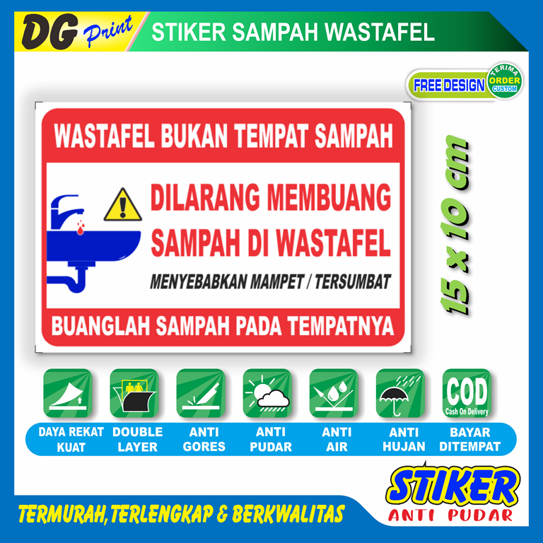 Stiker anti pudar new dilarang buang sampah wastafel tempat cuci piring sticker anti mampet dapur