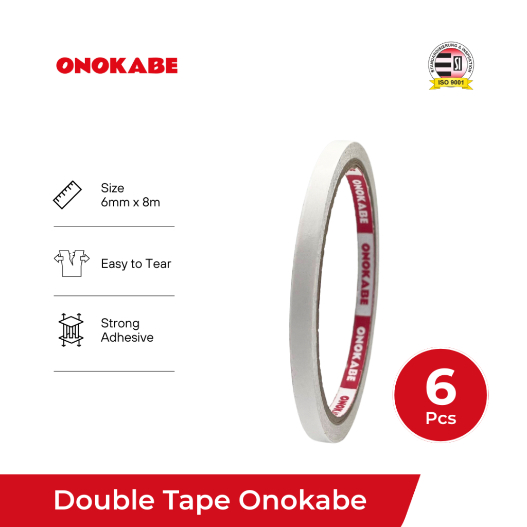 

Double Tape Kertas 6mm x 8m 6 Rol - Lakban Onokabe