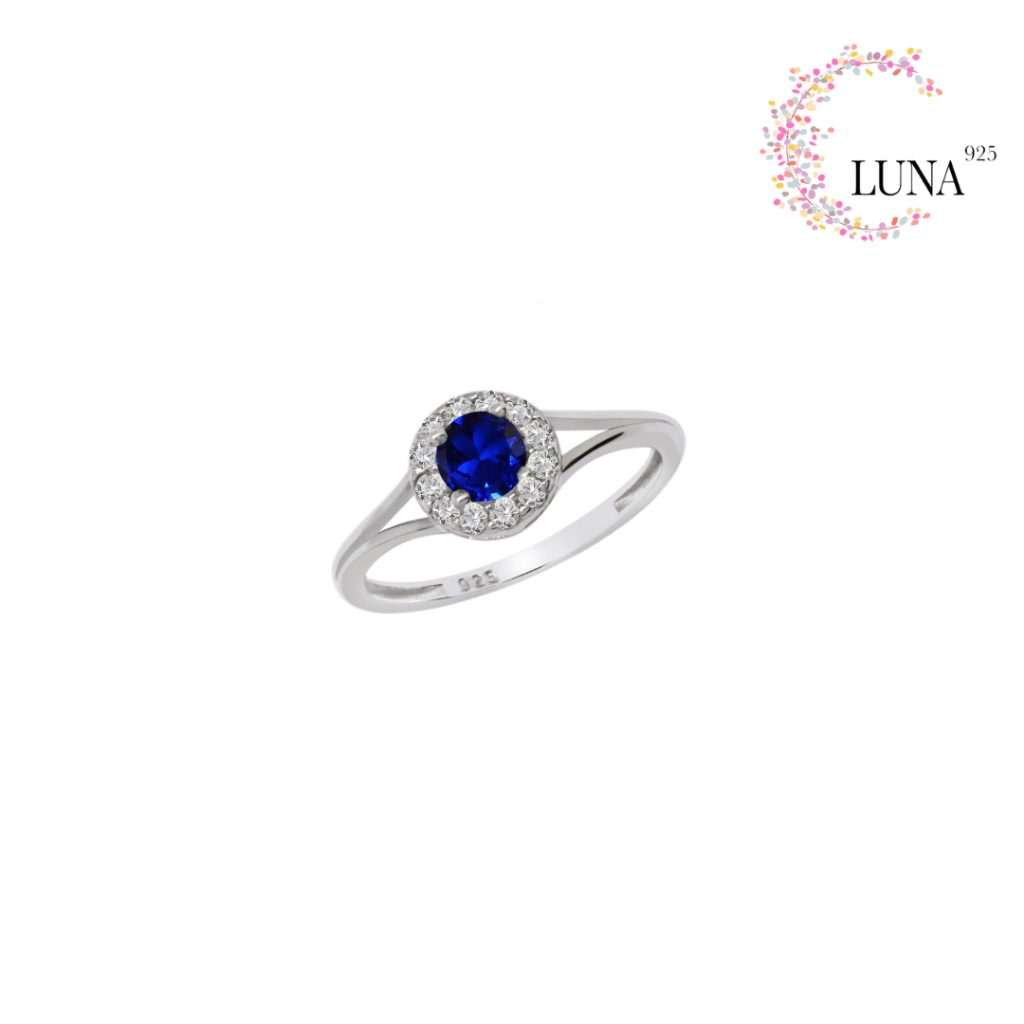 LUNA Perhiasan Wanita - Cincin Batu Warna Perak Asli - Silver 925