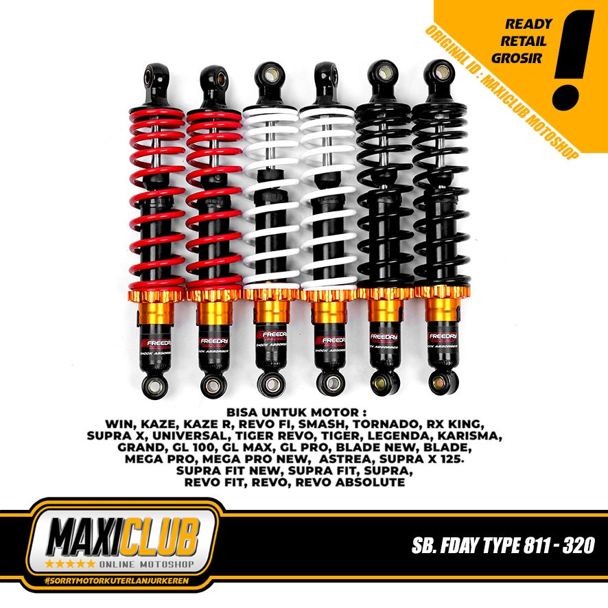 Shockbreaker Shock Belakang Freeday Non Tabung Type 811 Bebek 280mm 320mm 340mm 360mm Jupiter Z1 Z N