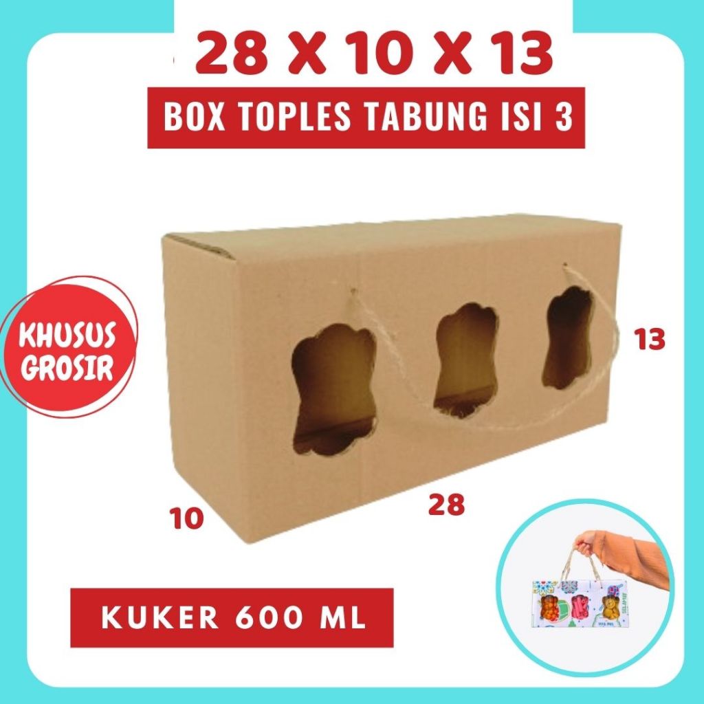 

Box Tali Kuker Tabung 28x10x13 Toples Jar 600ml isi 3 Jinjing Gable Box Jar Kue Kering Gable Box Serbaguna Botol Dus Kue Kering Kemasan Madu Souvenir
