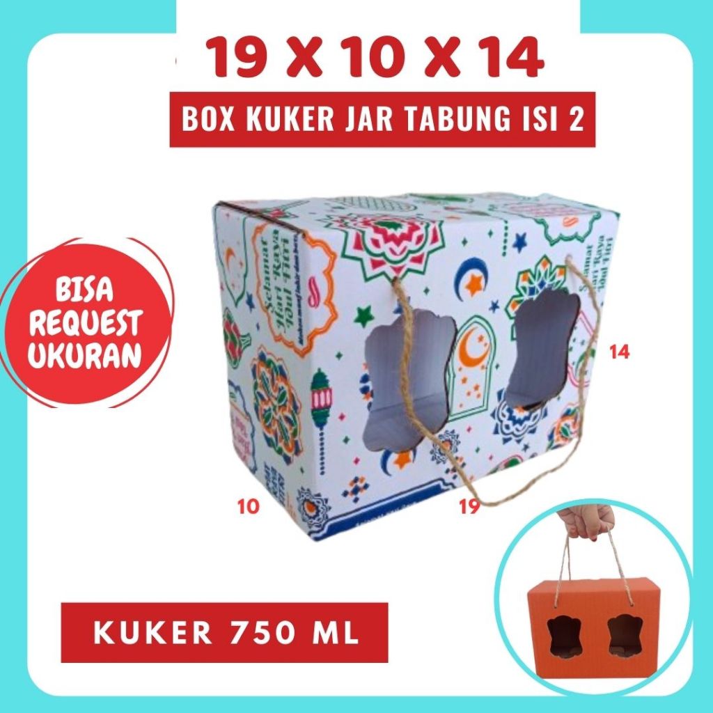 

Kardus 19x10x14 Jinjing Tali (KUKER TOPLES JAR 750ml Isi 2) Gable Box Idul Fitri Hampers Kue Kering