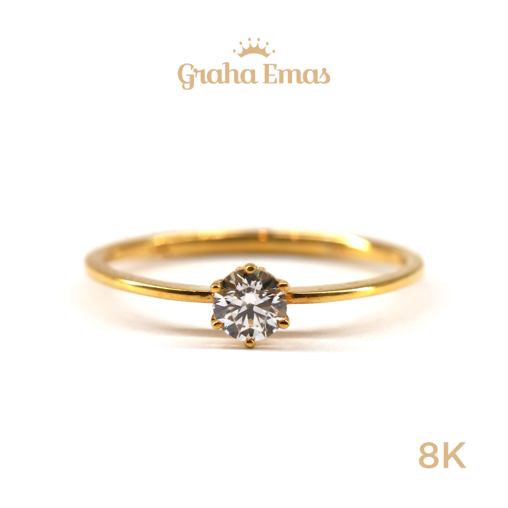 Graha Emas Cincin Emas Kuning Solitaire 8K - Yellow Gold Ring Solitaire Model 8ct [ 013Y ]