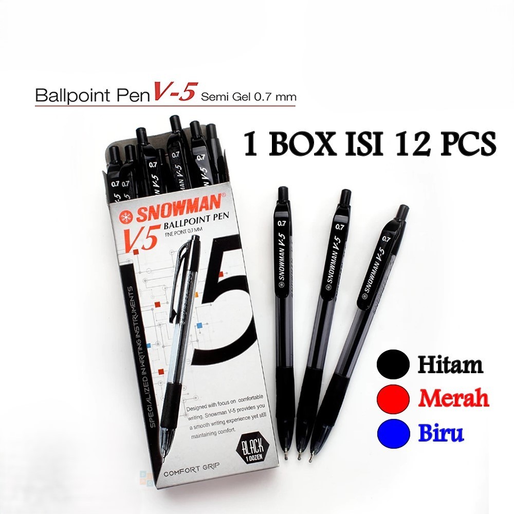 

[KBM] (LUSINAN) Ballpoint Snowman V-5 Bolpoin Pen Semi Gel 0.7 mm