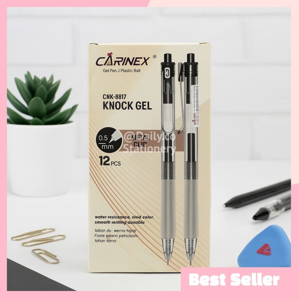 

Pulpen Gel Carinex Knock CNX-8817 0.5mm Tinta Hitam 1 Lusin Isi 12 Pcs Stationery Alat Tulis