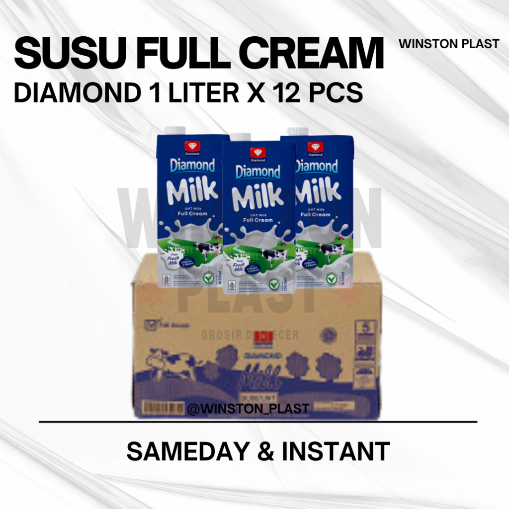 

Susu UHT Diamond 1 Karton isi 12 pcs @ 1 Liter - Full Cream - Plain / 1 Dus isi 12pcs x 1000 ml