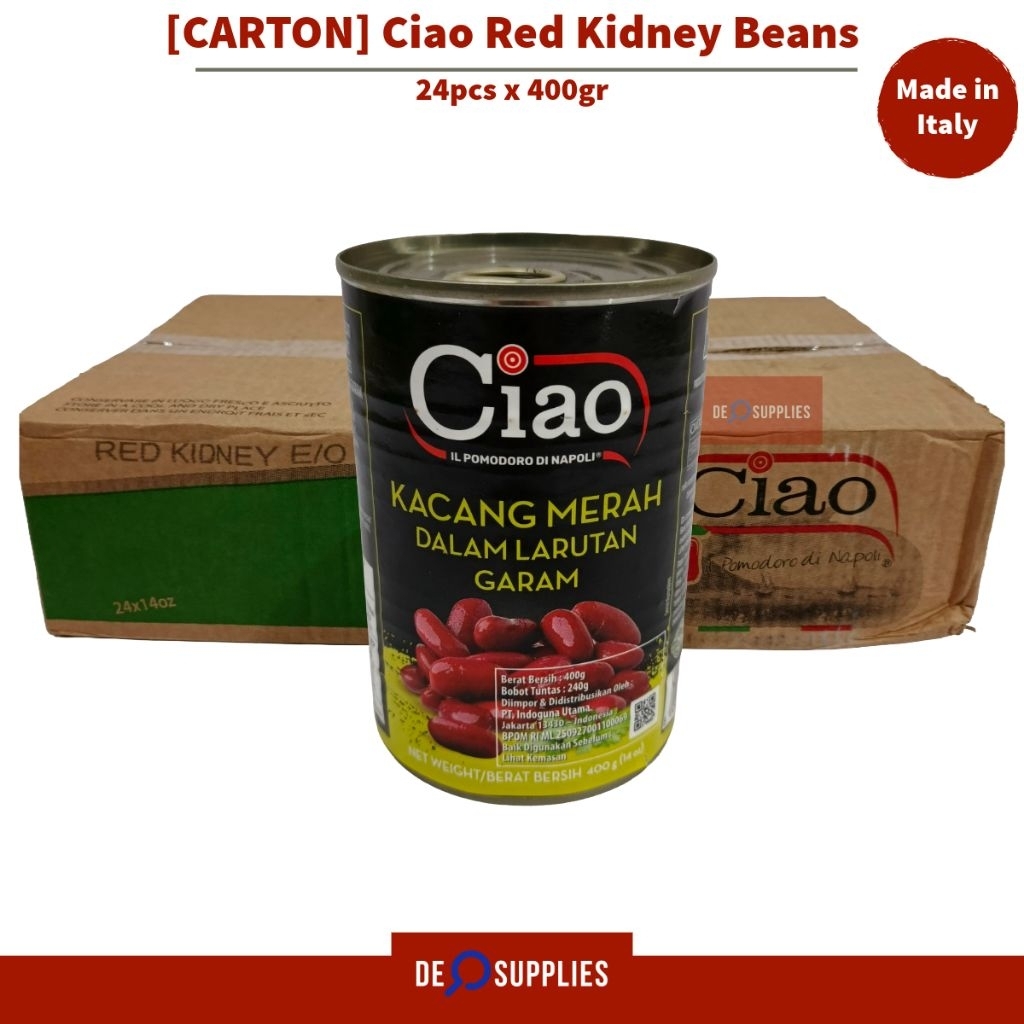 

[CARTON] Ciao Red Kidney Beans 400gr - Kacang Merah Kaleng Import Italy
