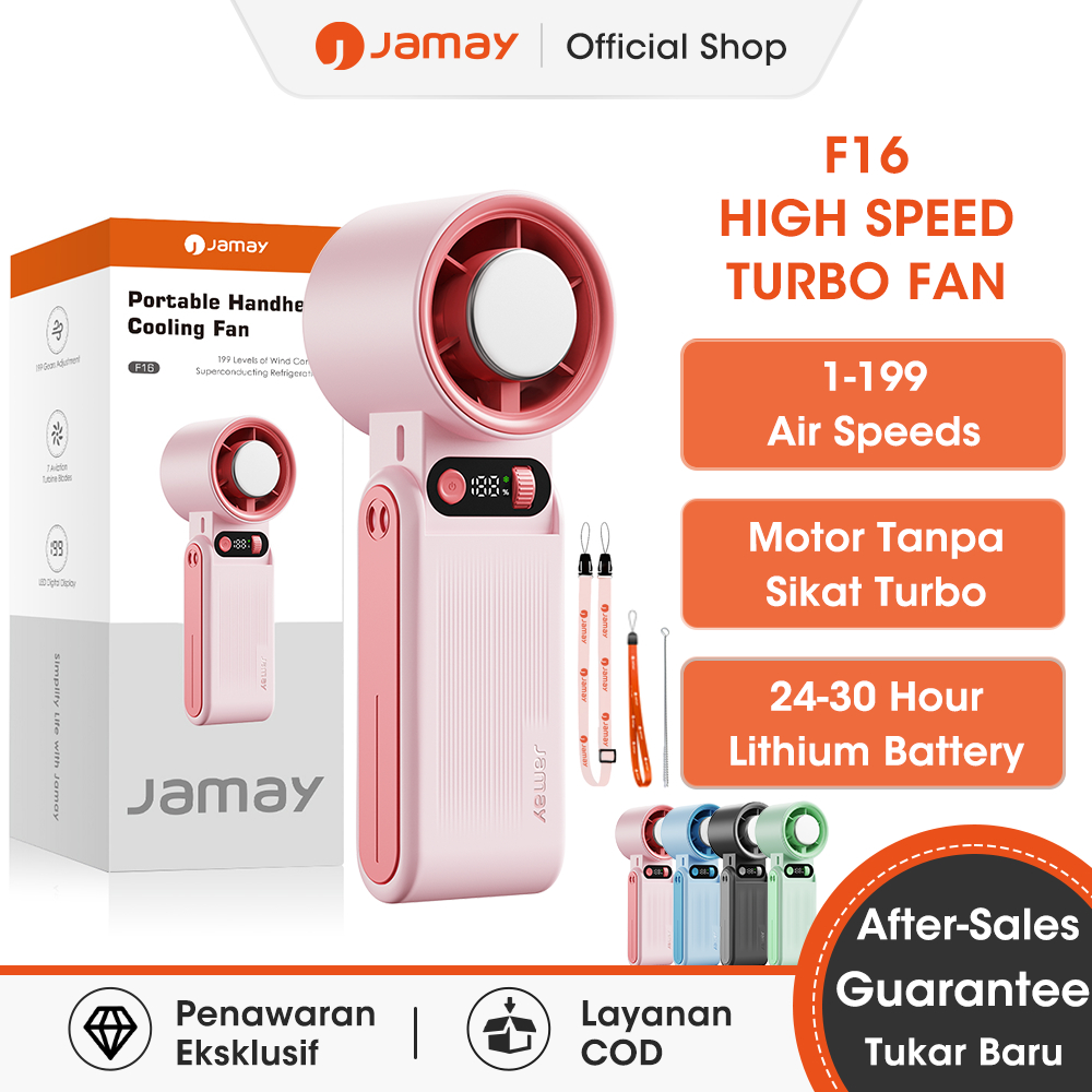 Jamay Mini Kipas Strong Wind 199 Gear Wind Speed Kipas Angin 24-30H Digital Display Adjustable Turbo