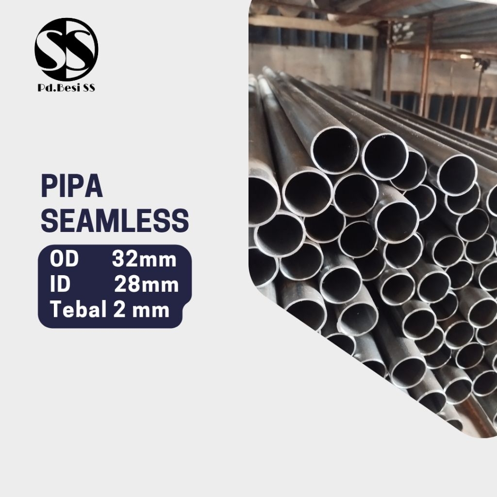 Pipa Besi Seamless OD 32 mm ID 28 mm Tebal 2 mm