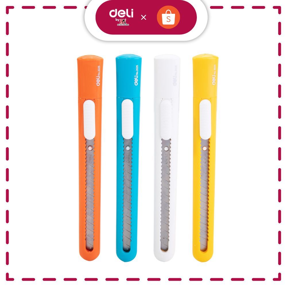 

Deli Cutter dengan pisau baja SK5 memudahkan untuk memotong dengan sistem kunci otomatis E2025