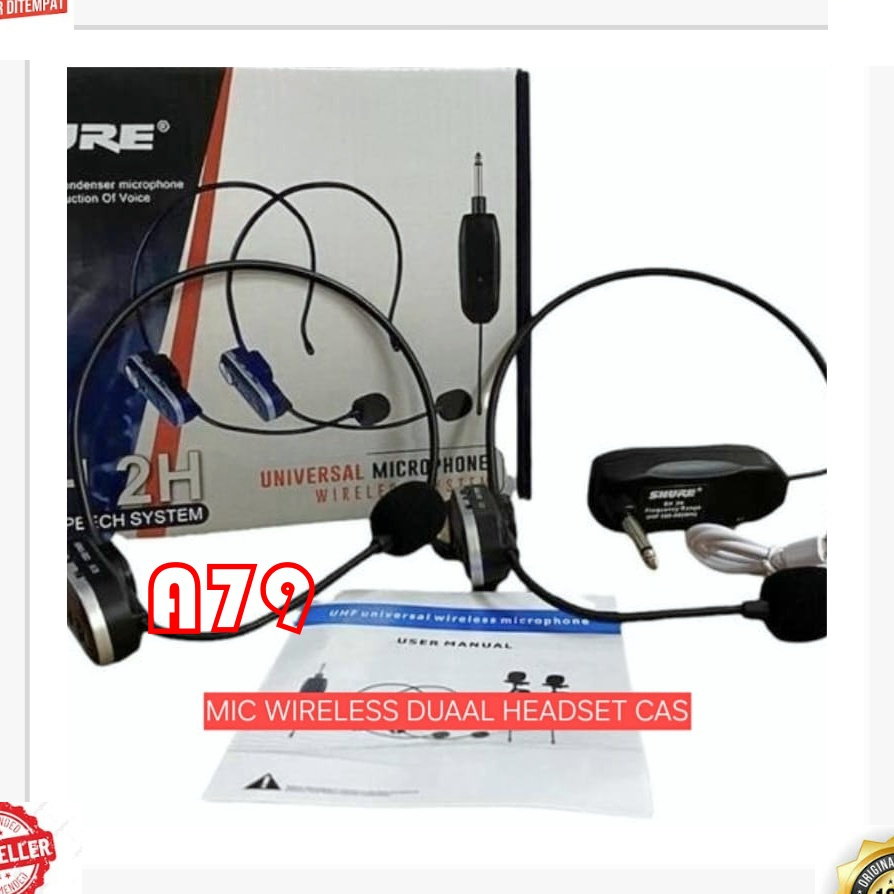 A79 Mic Wireless Headset/Bando  Mic headset dual channel dua bando wireles wireless headphone mik ke