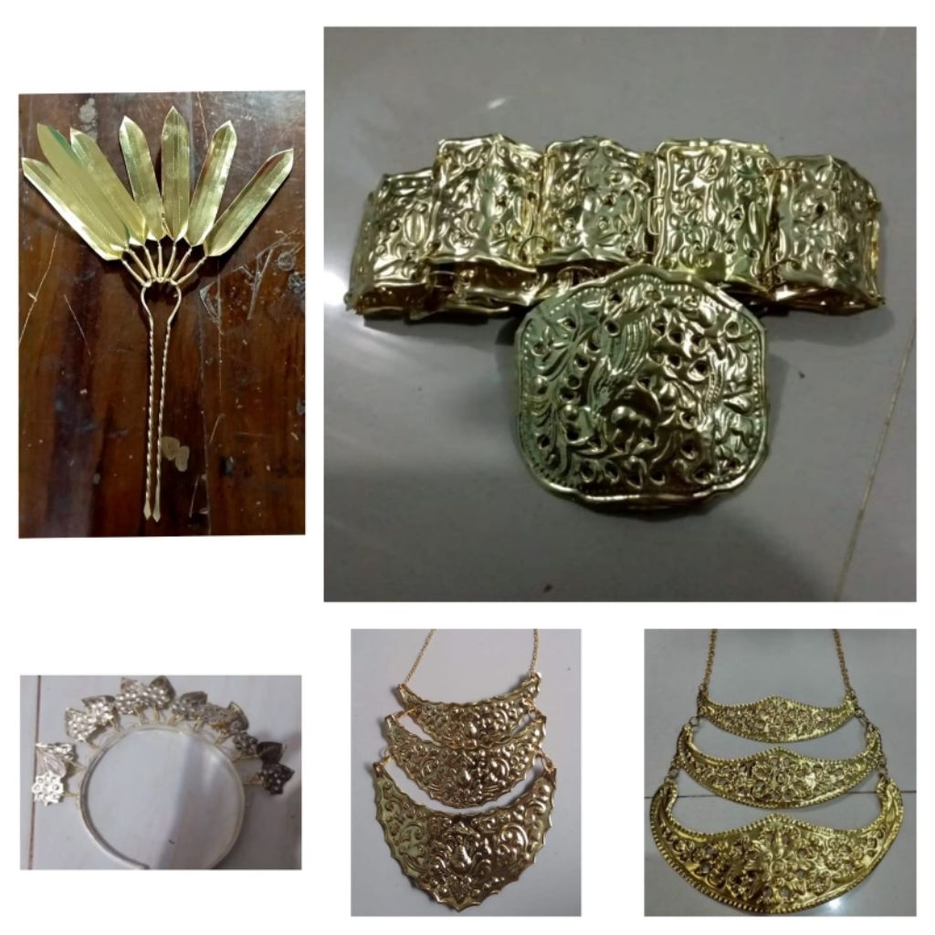 Aksesoris Tari Tradisional Sunda Jaipong Lengkap | Daun Bambu Sindet Kalung Susun 3 Keboan Karawang 