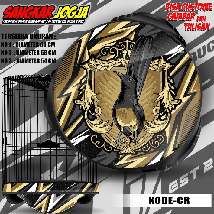 Stiker Decal Kandang Burung Bulat /Decal Sangkar Burung Bentuk Bulat motif Ready Stok Kode CR