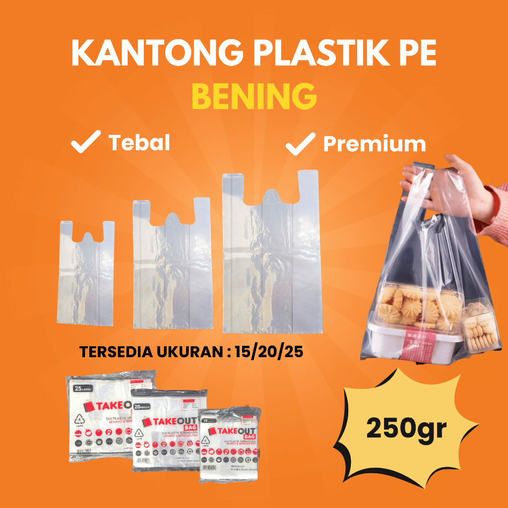 Kantong Kresek PEX Bening Tebal | Kantong Plastik Anti Robek | Kantong Plastik Belanja | Bening Kuat