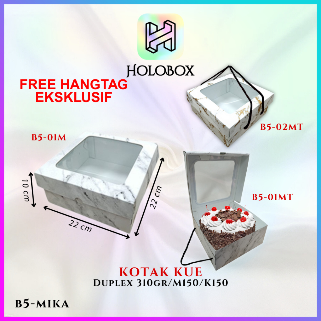 

Kotak Kue / Cake Box / Hampers Box Marble Mika/ Packaging Kue / 22x22x10 / B5M