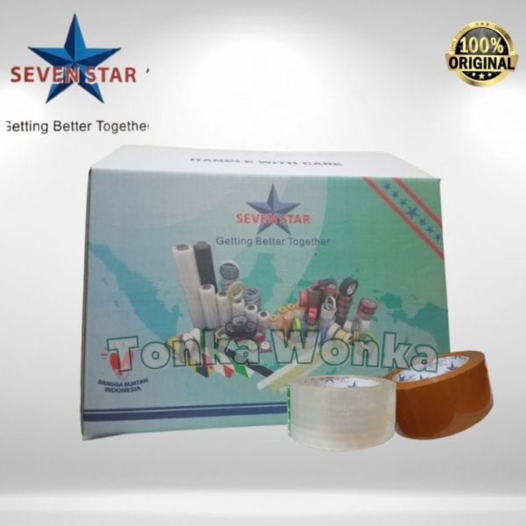 

(dari Sleman) 1 Karton Lakban Clear Coklat Fragile Merah Fragile Putih Seven Star