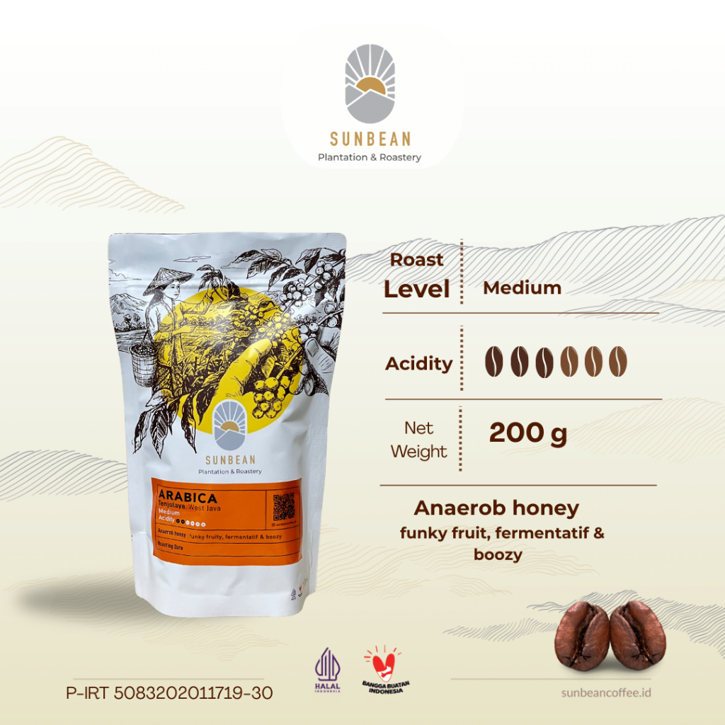

Kopi Full Arabika Anaerob Honey Medium Coffee Roast 200g by SUNBEAN