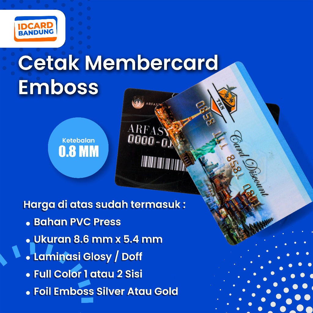 

CETAK MEMBER CARD BAHAN PVC stdATM + EMBOSS