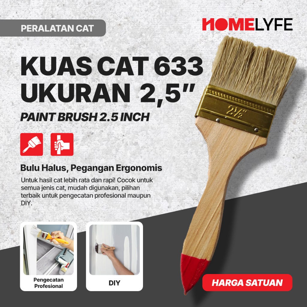 

KUAS CAT 633 Ukuran 2,5" Inch / 63 mm Termurah Berkualitas Serbaguna | HomeLyfe
