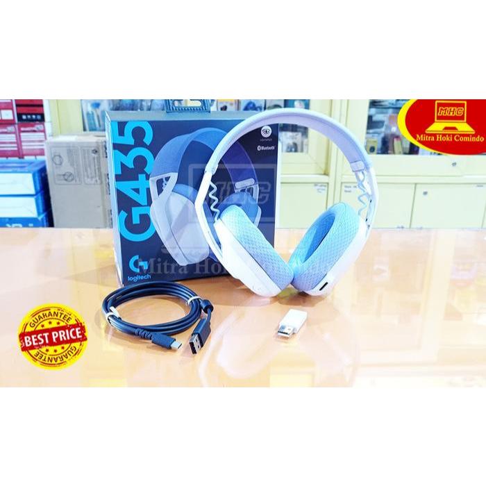 HEADSET GAMING LOGITECH G435 BLUETOOTH WIRELESS PUTIH