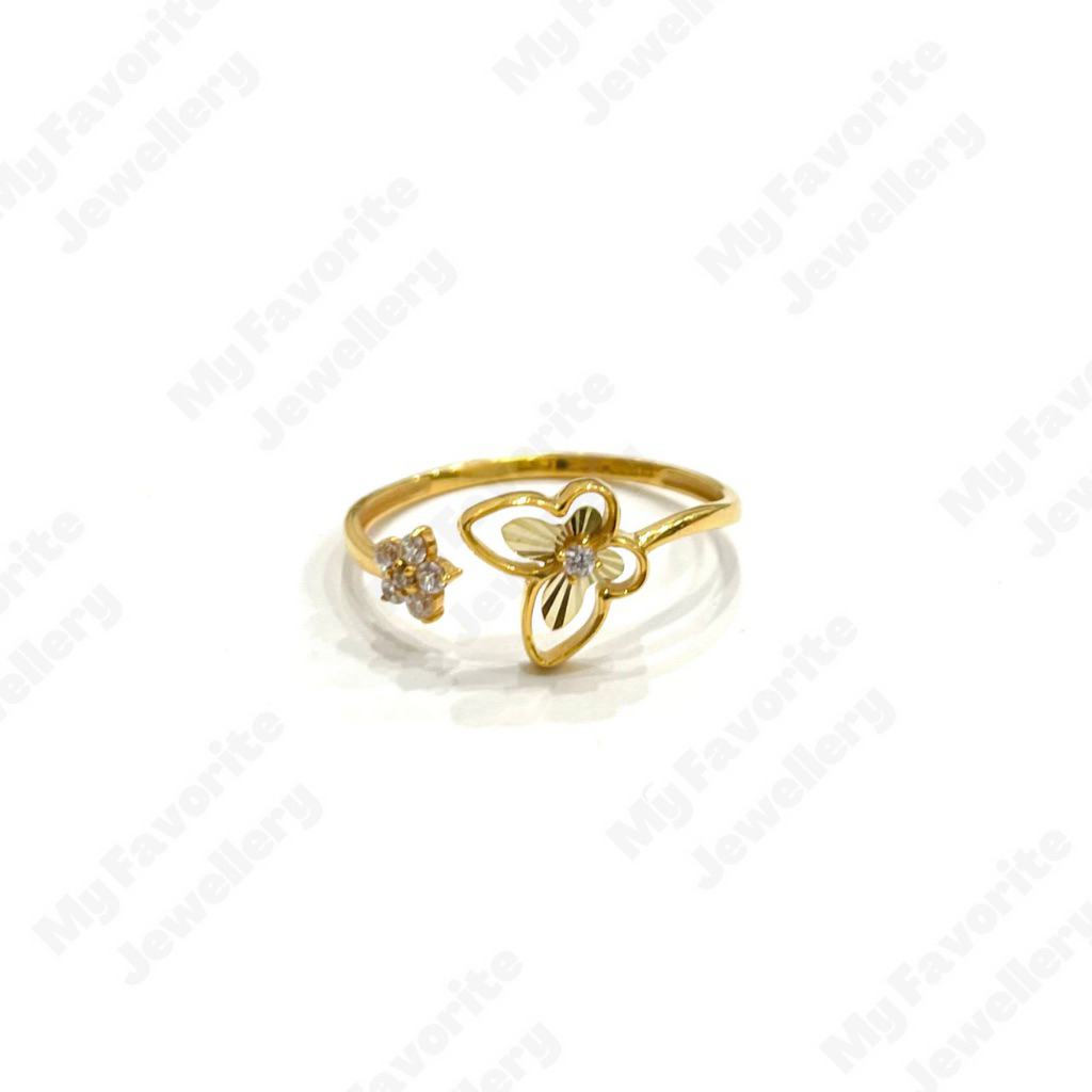Cincin Tinju Kupu-kupu Uk14 Uk18 Cincin Emas Asli Kadar 700