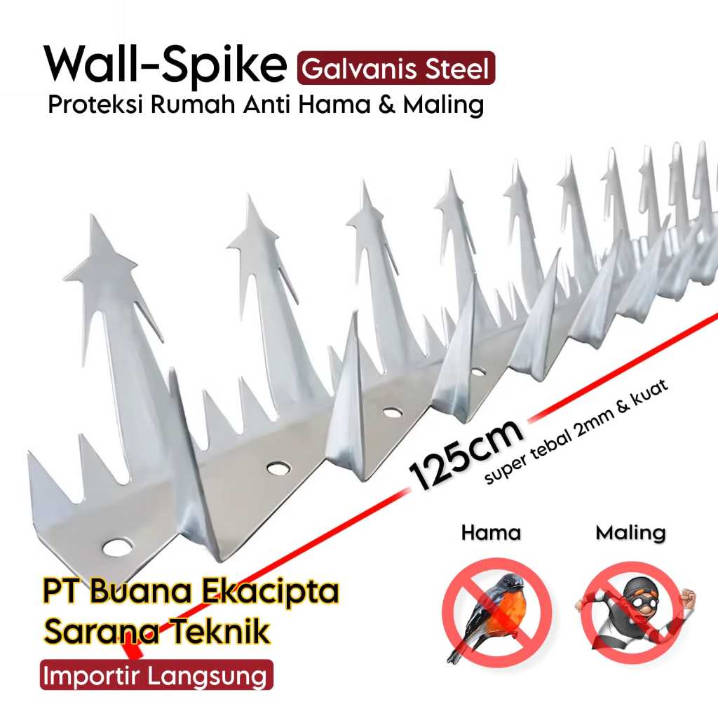 WALL SPIKE Pagar Duri Galvanis Steel ukuran XL Panjang 125cm Tebal 2mm  Proteksi Rumah Anti Hama Ant