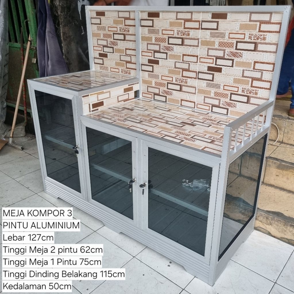 MEJA KOMPOR ALUMINIUM KACA