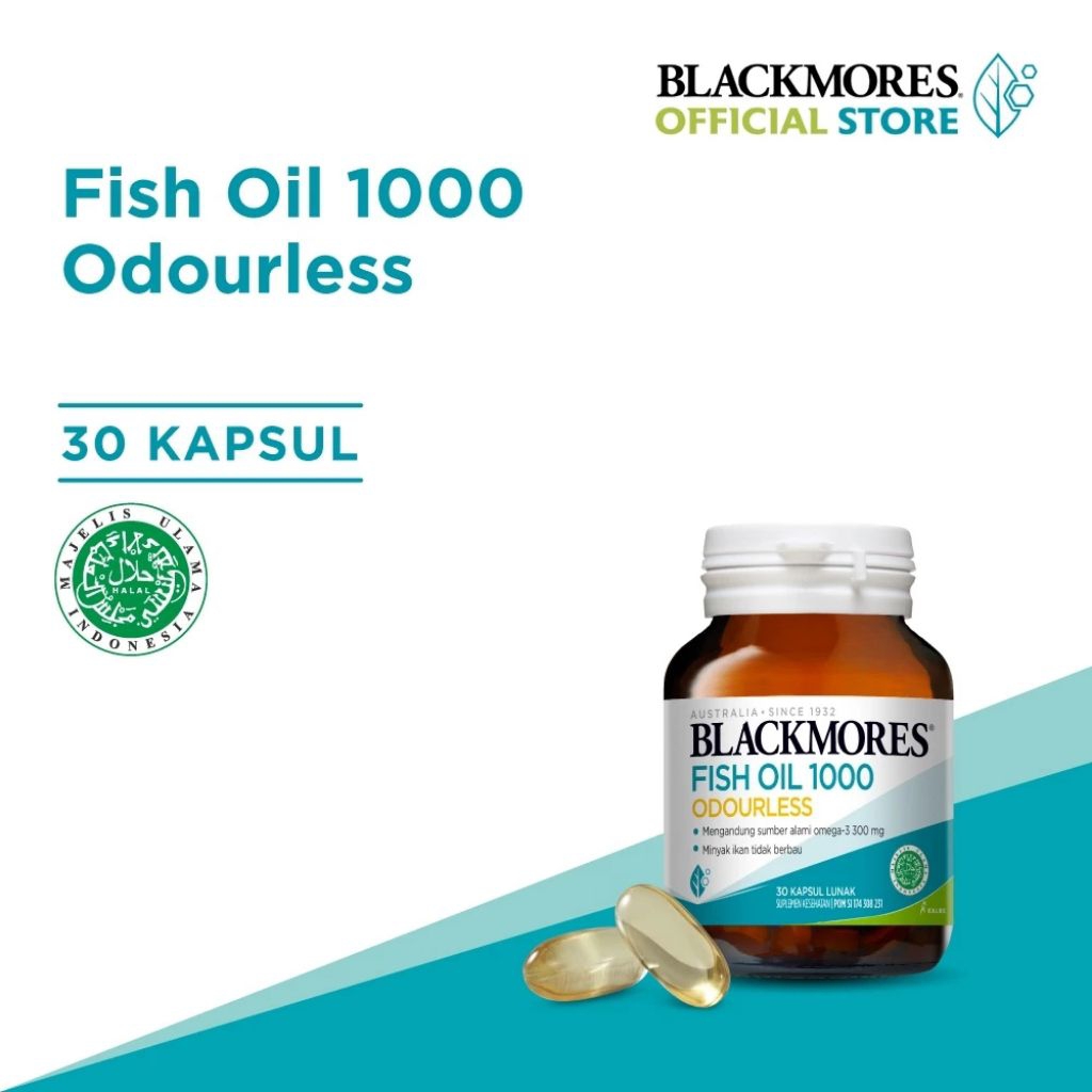Blackmores - Odourless Fish Oil 1000 30 & 90 Kapsul | Vitamin Minyak Ikan Memelihara Kesehatan