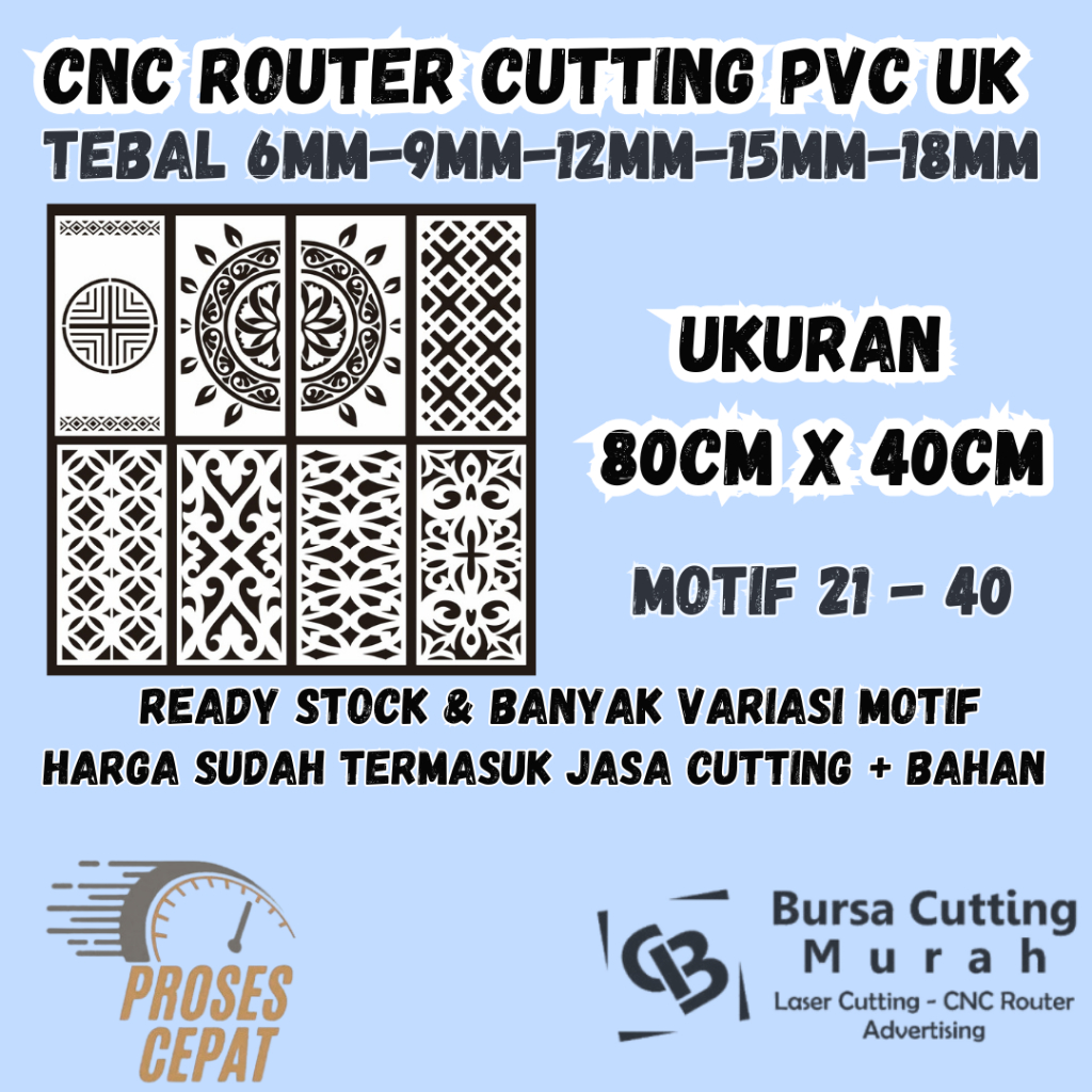 PVC BOARD CNC ROUTER - KRAWANGAN PAGAR PVC - ORNAMEN UKURAN 80CMX40CM - PARTISI PVC FOAM BOARD MOTIF