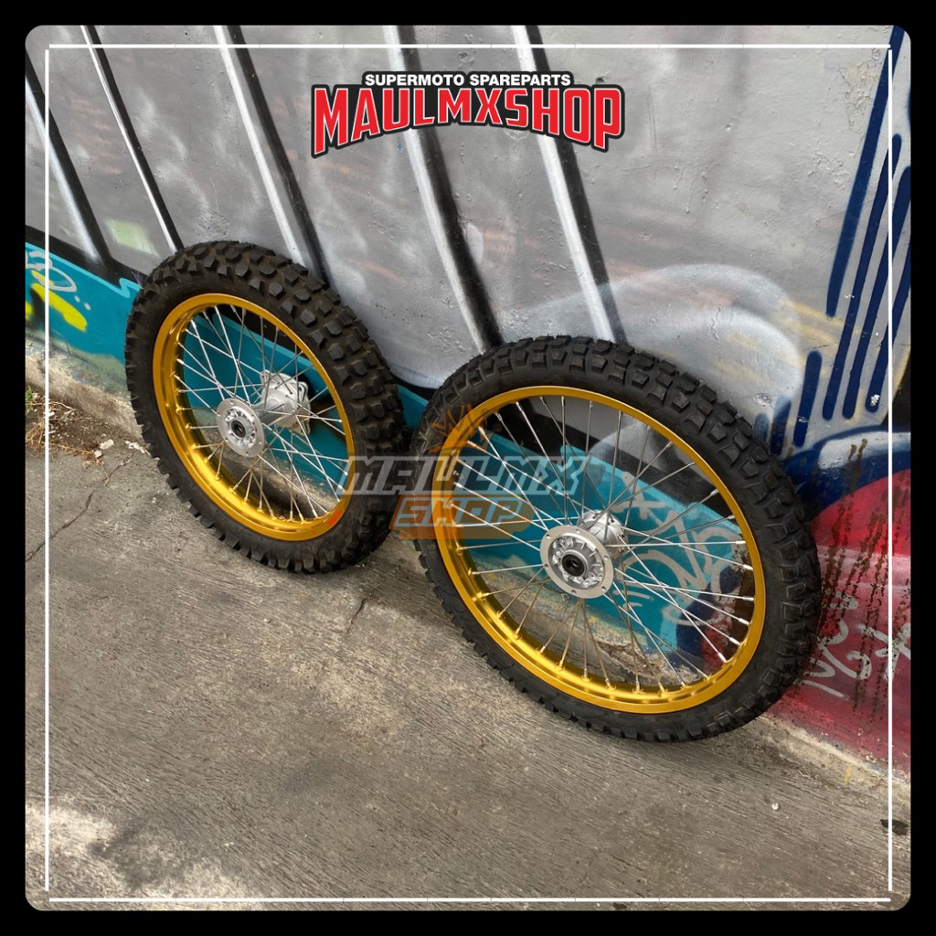WHEELSET TRABAS KLX CRF RING 18/21 VELG ROSSI BAN TAHU PACUL CANGKUL