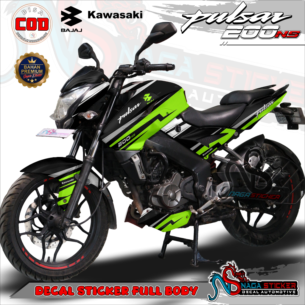 DECAL STICKER FULL BODY Kawasaki Bajaj PULSAR NS200 Motif racing NS1036 Desain Bisa CUSTOM bajaj
