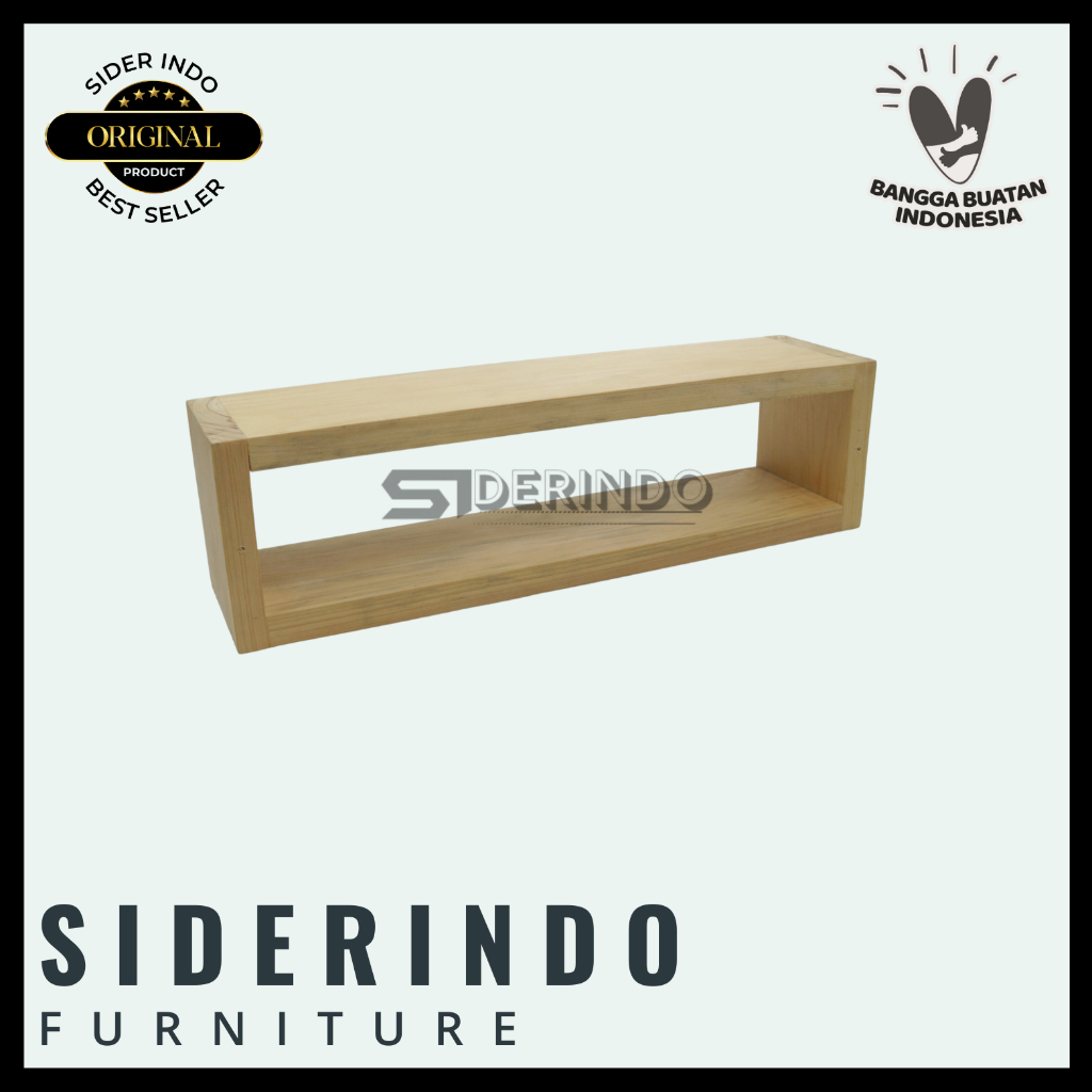 Rak Buku Ambalan Persegi Panjang Rak Kayu Pinus Tempat Bumbu Dapur Serbaguna
