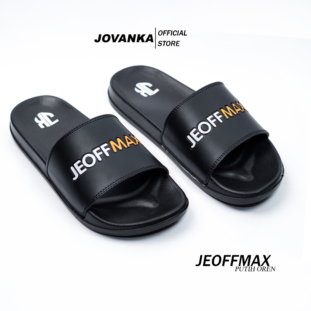 Jovanka - Sandal Slop Pria & Wanita Sendal Slipper | Jovanka Feat Max - White Orange Karet Shoes