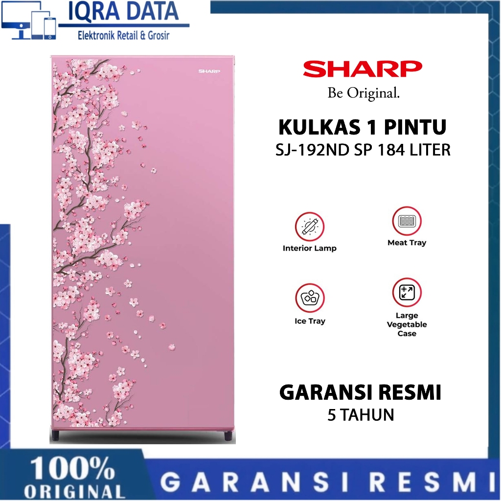 Kulkas Sharp 1 Pintu Sakura SJ192ND 184 L PINK Garansi Resmi SHARP 5 TAHUN