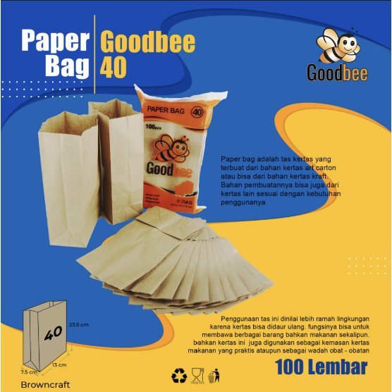 

Goodbee Paper Bag kode 40 Brown Kraft - Goodbee Paper Bag kode 41 Brown Kraft - Kantong Kertas Goodbee 100pcs