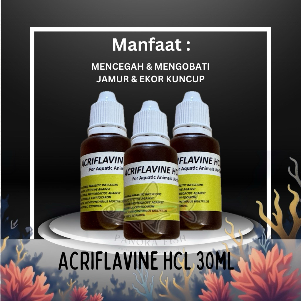 Obat Ikan Cupang dan Ikan Hias Obat Kuning Acrivlafine Acriflavine HCL BPC 30ml