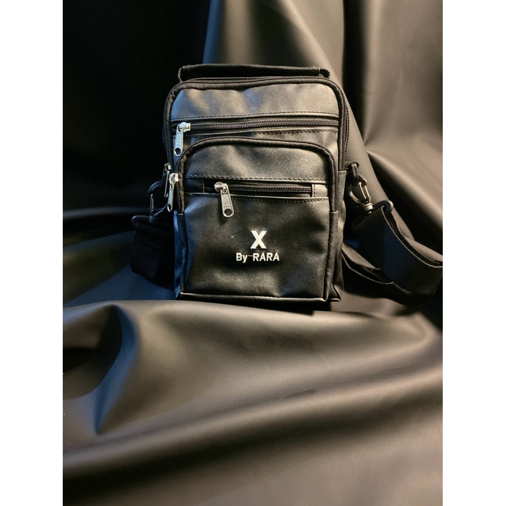 tas pria persegi kulit  zipper YKK 5 kamar crossbody bag