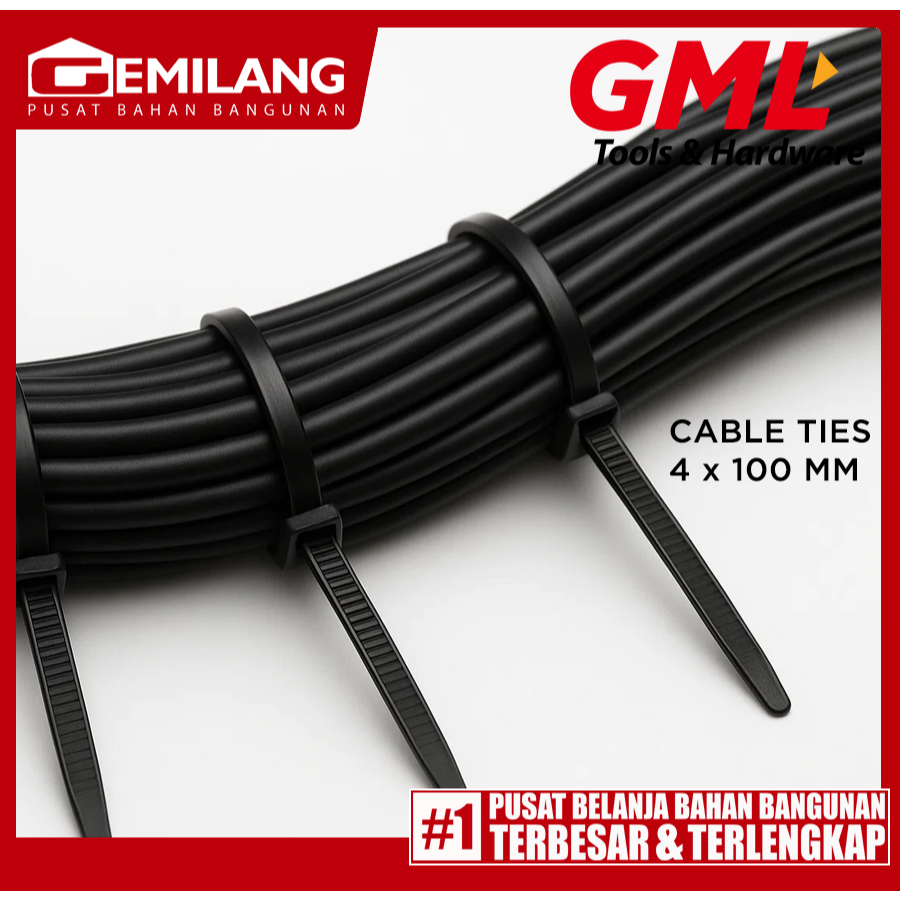 

GML CABLE TIES 4 x 200mm HITAM GEMCT001A