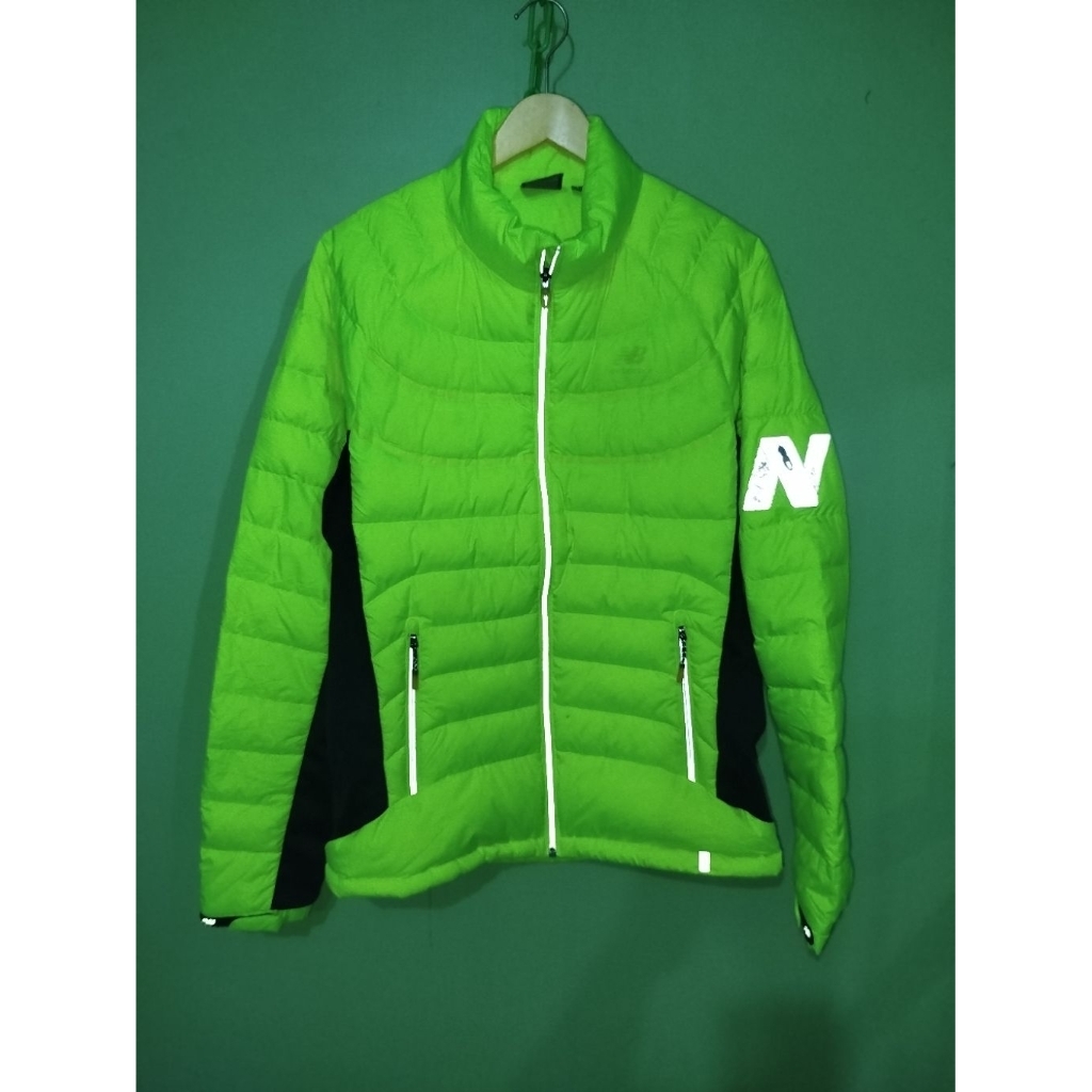 JAKET BULU ANGSA POCKETABLE HIJAU STABILO LOGO REFLECTIVE SIZE L