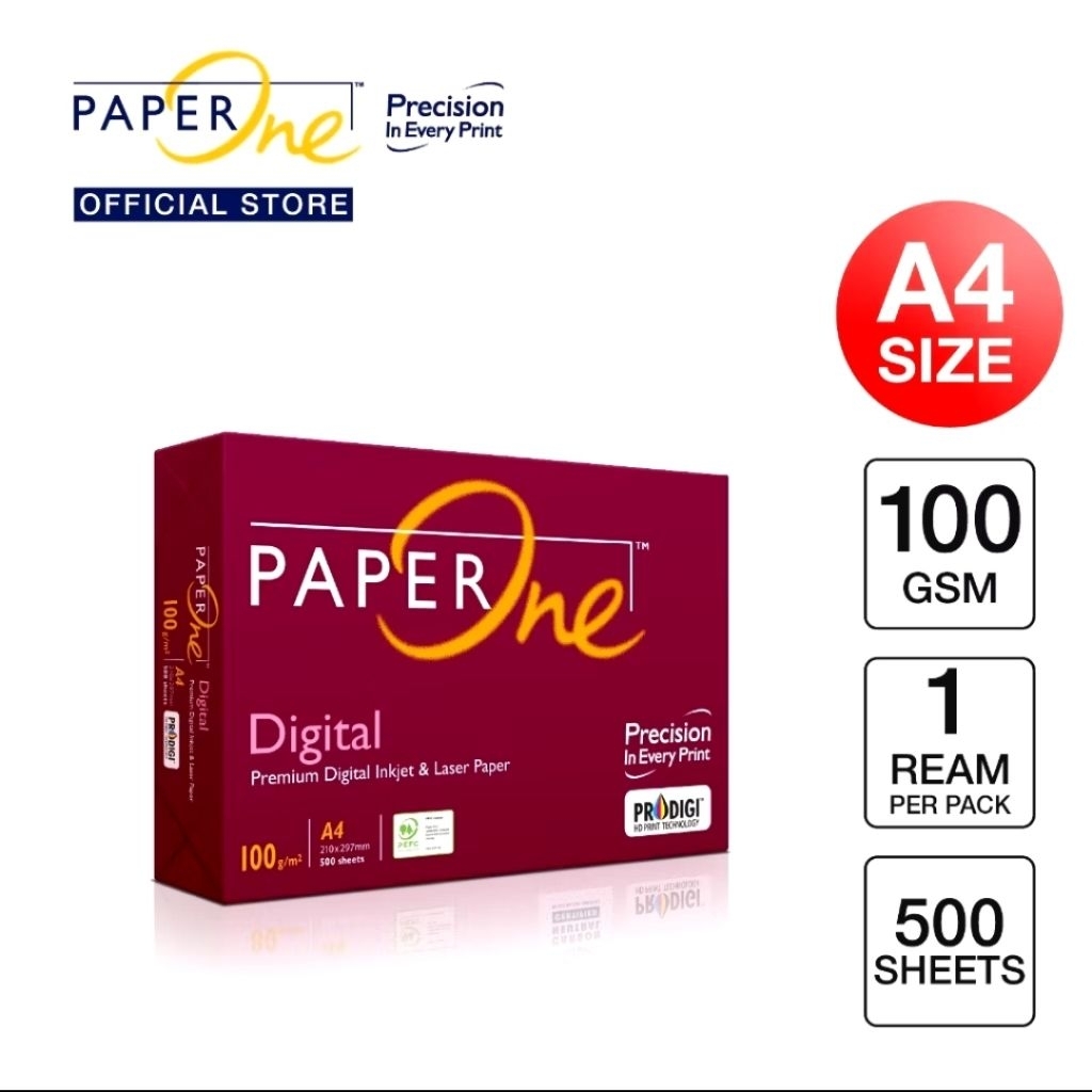 

KEMASAN TERBARU!! Kertas HVS A4 PAPER ONE 100gsm (1 RIM ISI 500 LEMBAR)