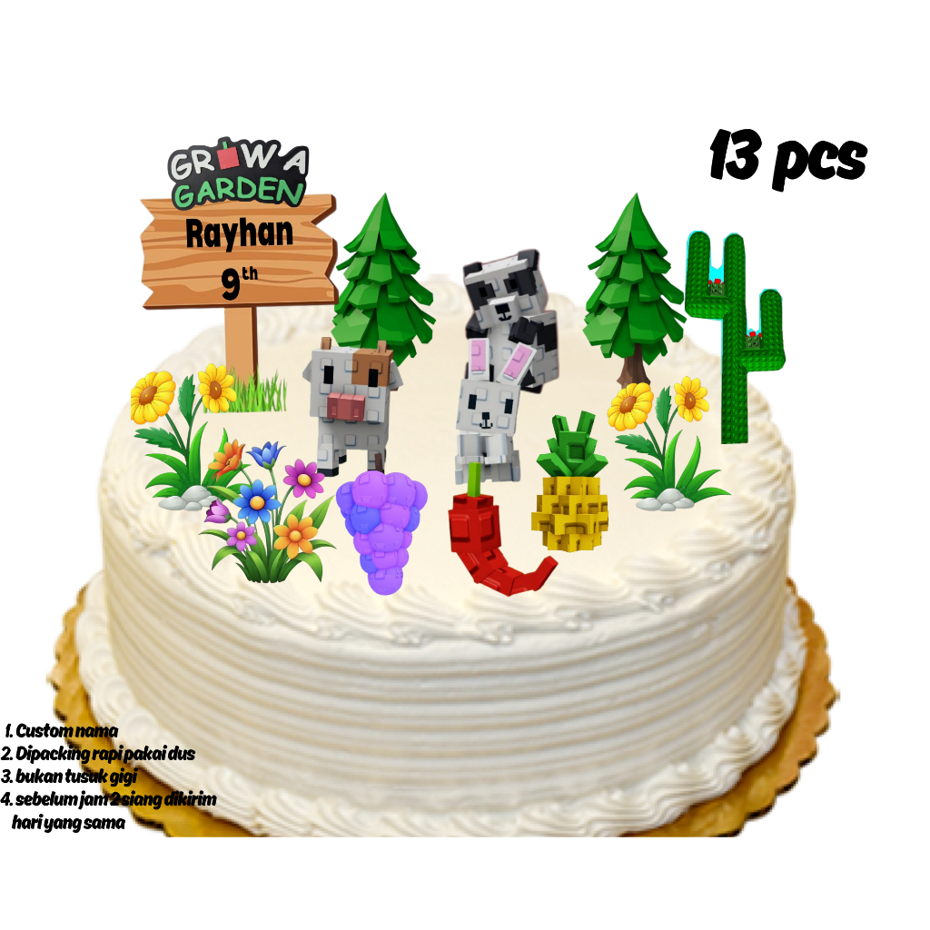 

Topper Cake GROW A GARDEN hiasan kue ulang tahun Happy Birthday