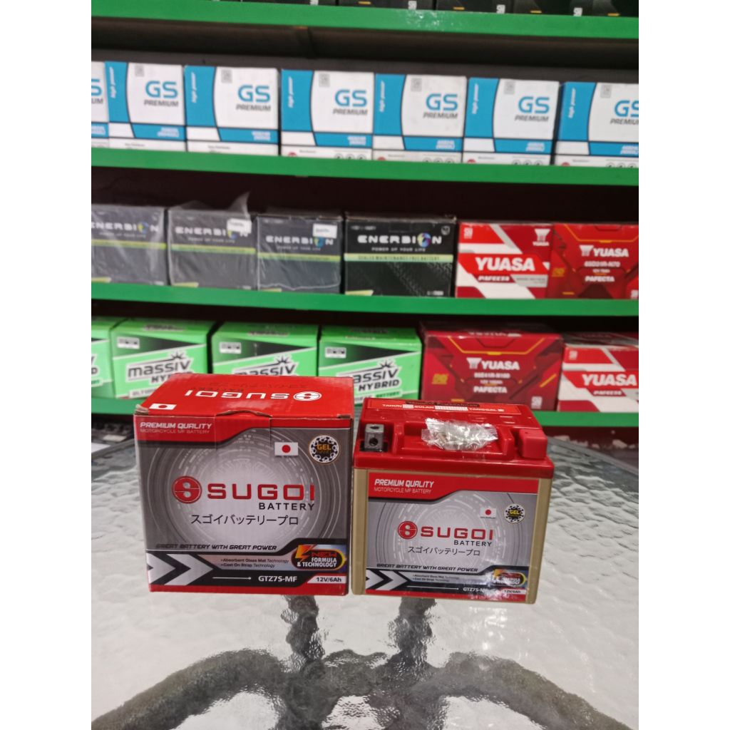 Aki Sepeda Motor SUGOI ( GTZ-7S 12V 6 AH ) Vario 1w5, Vario 150, Vario 160, Nmax New, PCX, Aerox New