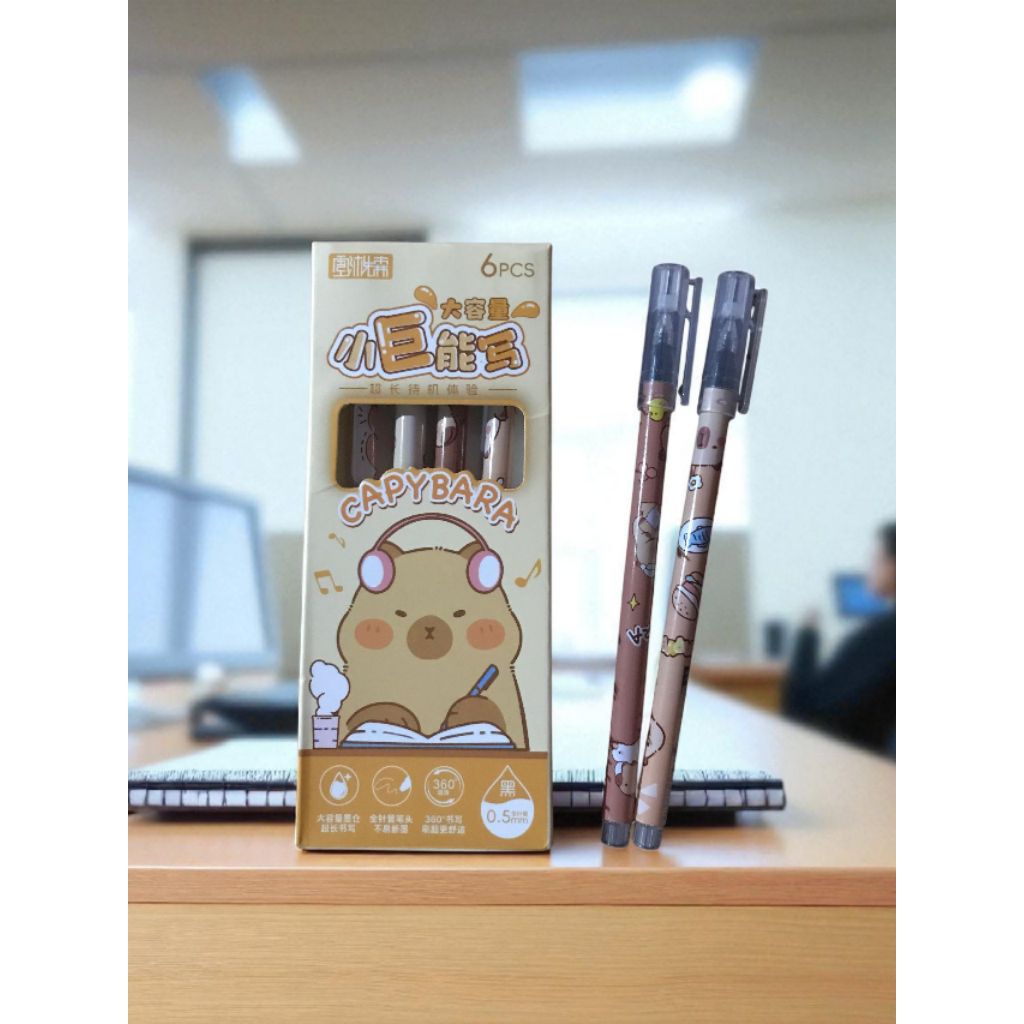 

PULPEN GEL RUNCING,MOTIF LUCU KARTUN CAPYBARA